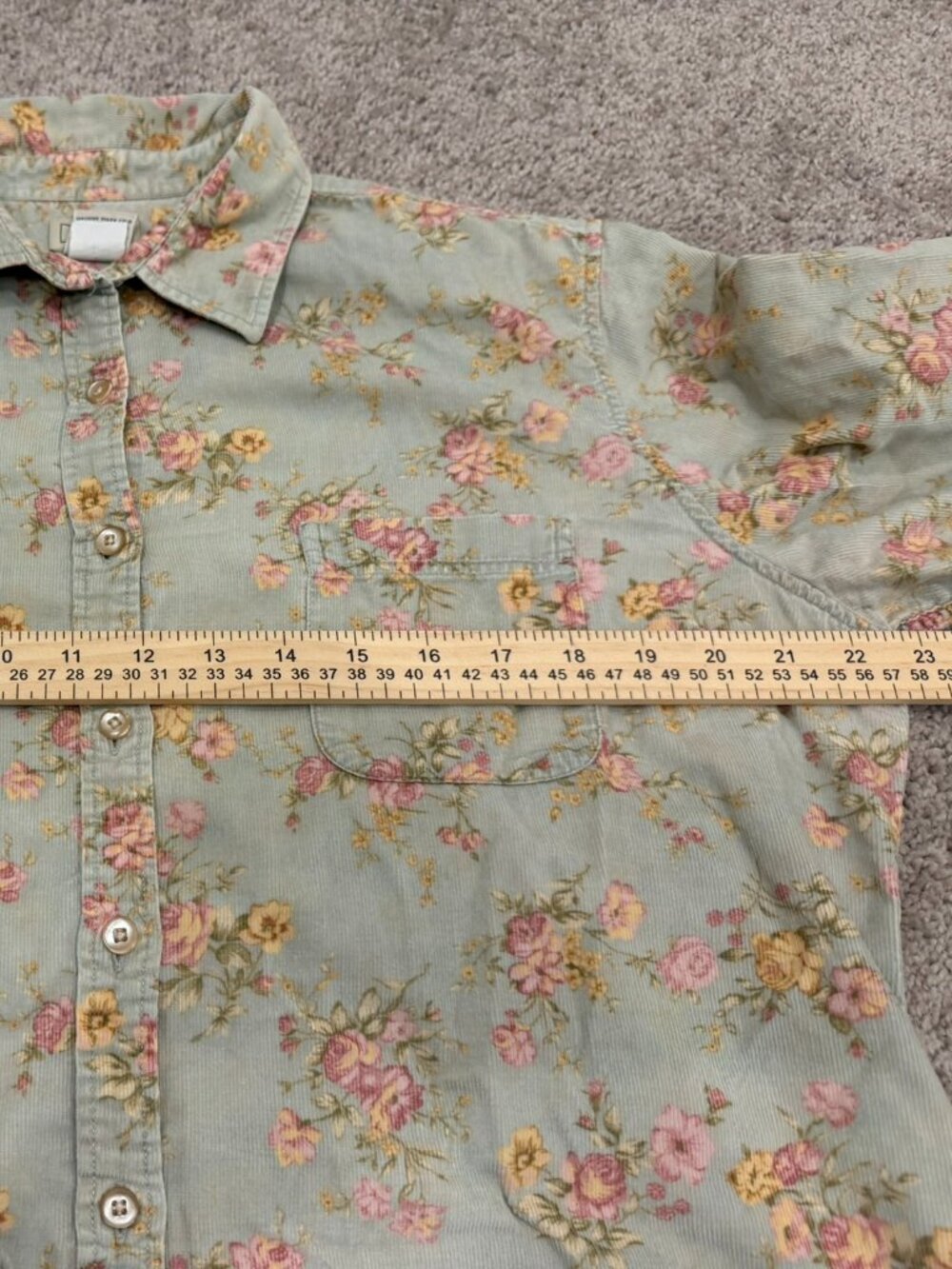 L.L. Bean Women's L Floral Corduroy Shirt Y2K 90s Cottagecore Prairie Roses - Picture 6 of 9
